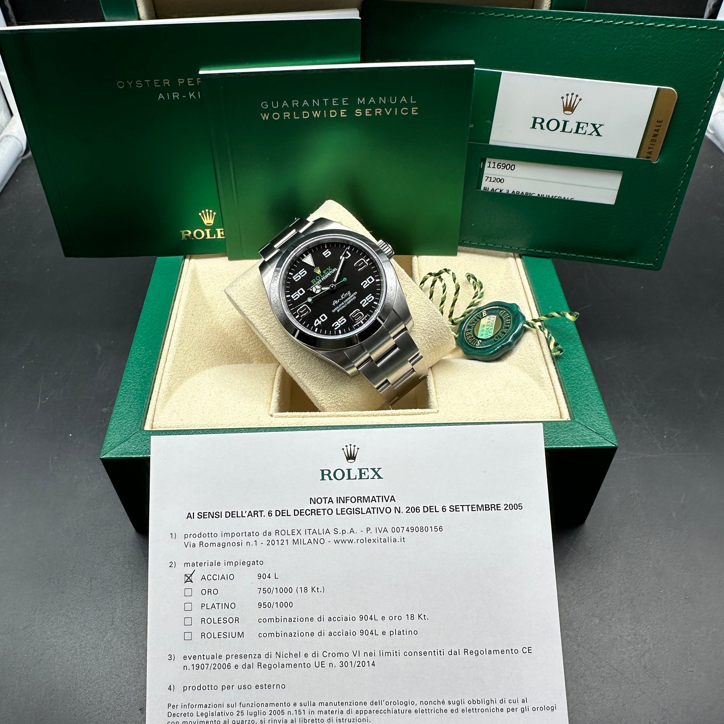 ROLEX AIRKING 40mm 116900 FULL SET ITALIA 2016