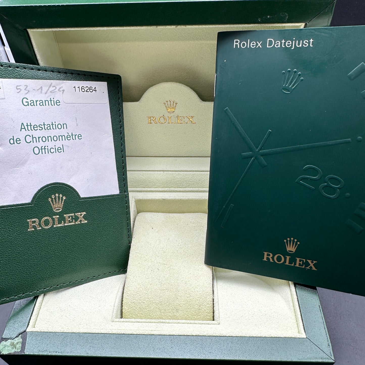ROLEX DATEJUST 36MM TURNOGRAPH 116264 FULL SET 2005