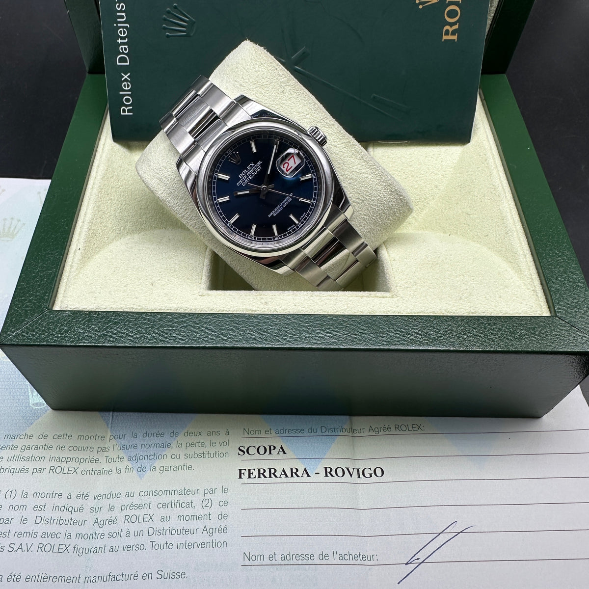 ROLEX DATEJUST 36mm 116200 FULL SET ITALIA 2007