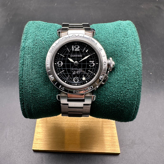 CARTIER PASHA GMT BIG DATE 35mm FULL SET 2004