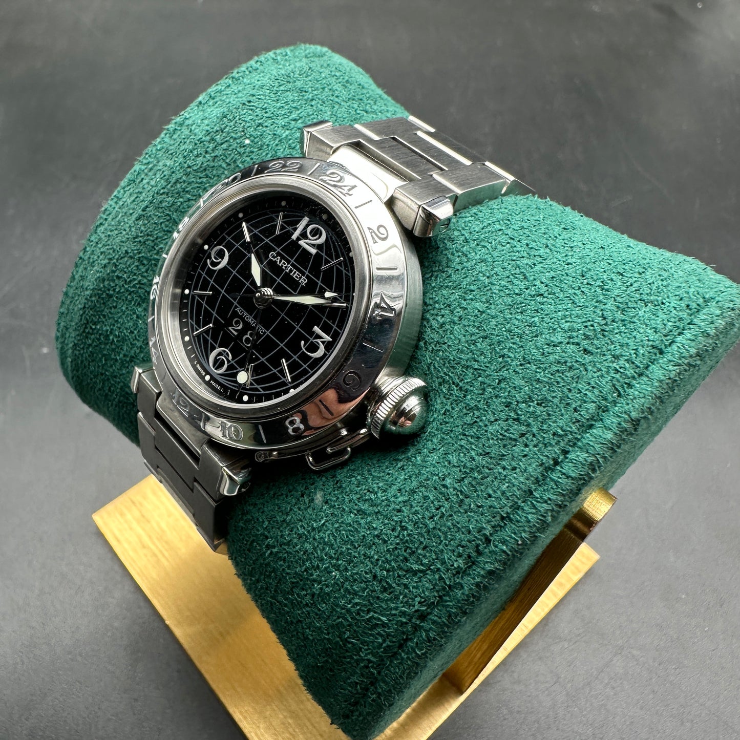 CARTIER PASHA GMT BIG DATE 35mm FULL SET 2004