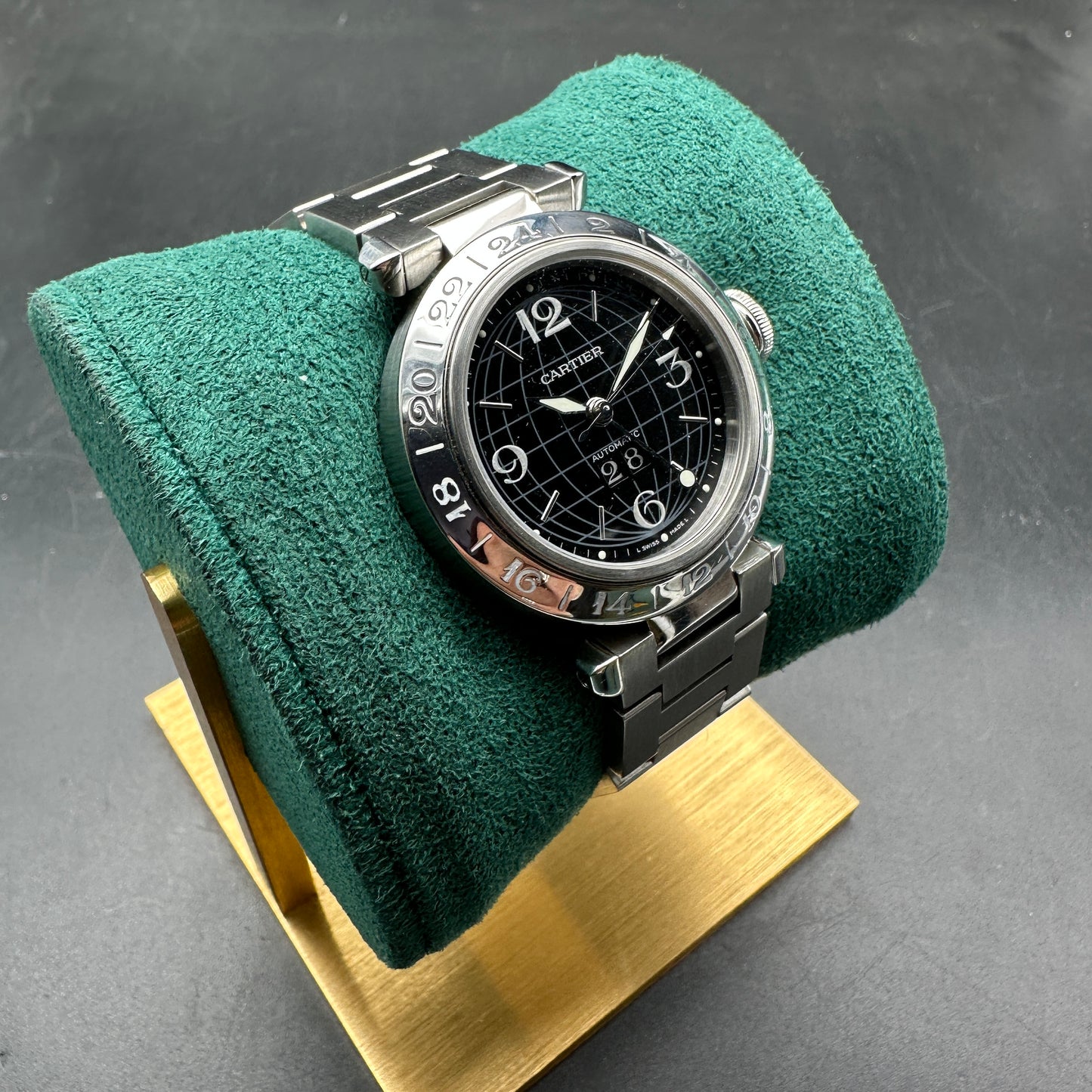 CARTIER PASHA GMT BIG DATE 35mm FULL SET 2004